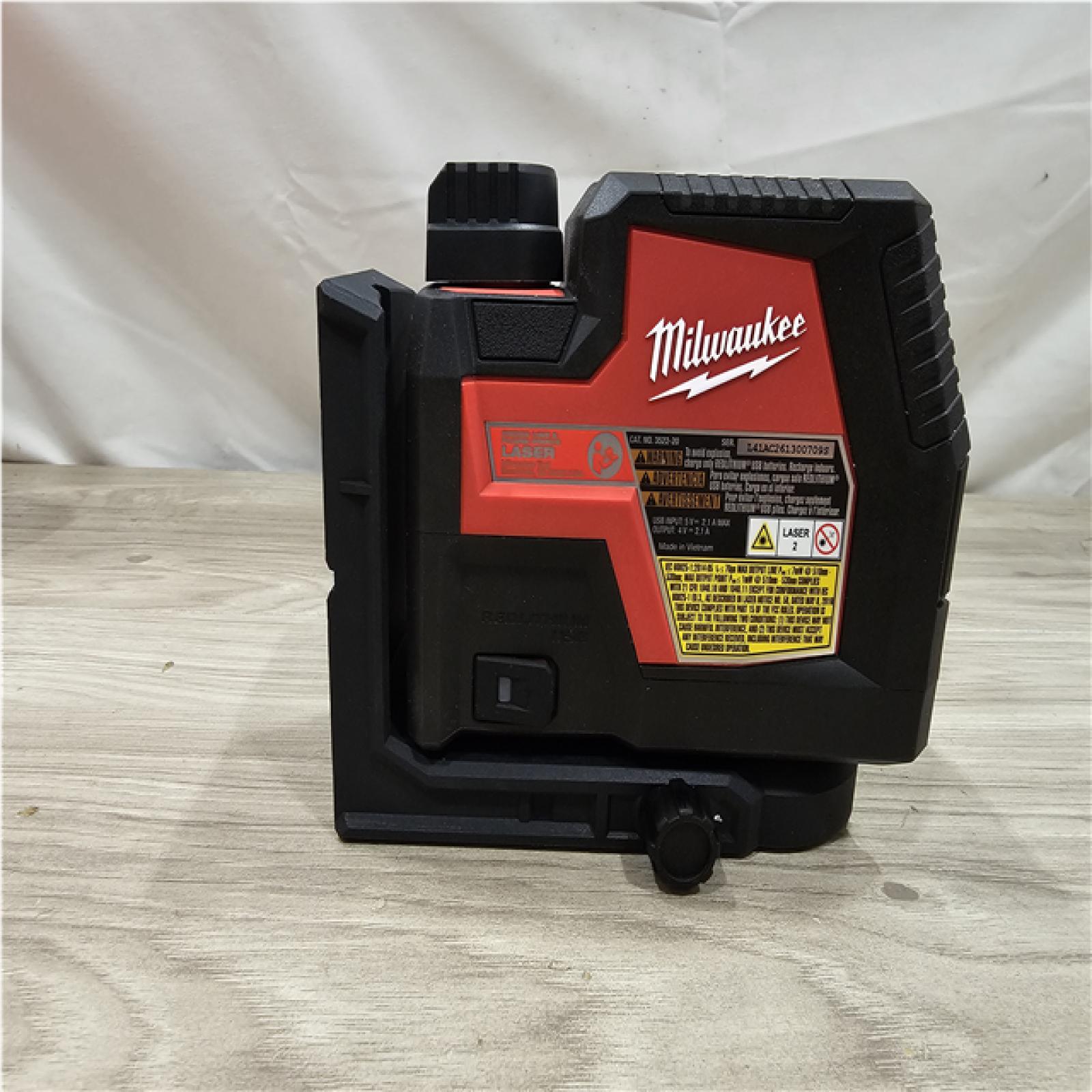 AS-IS Milwaukee Green 100 ft. Cross Line and Plumb Points Rechargeable Laser Level with REDLITHIUM Lithium-Ion