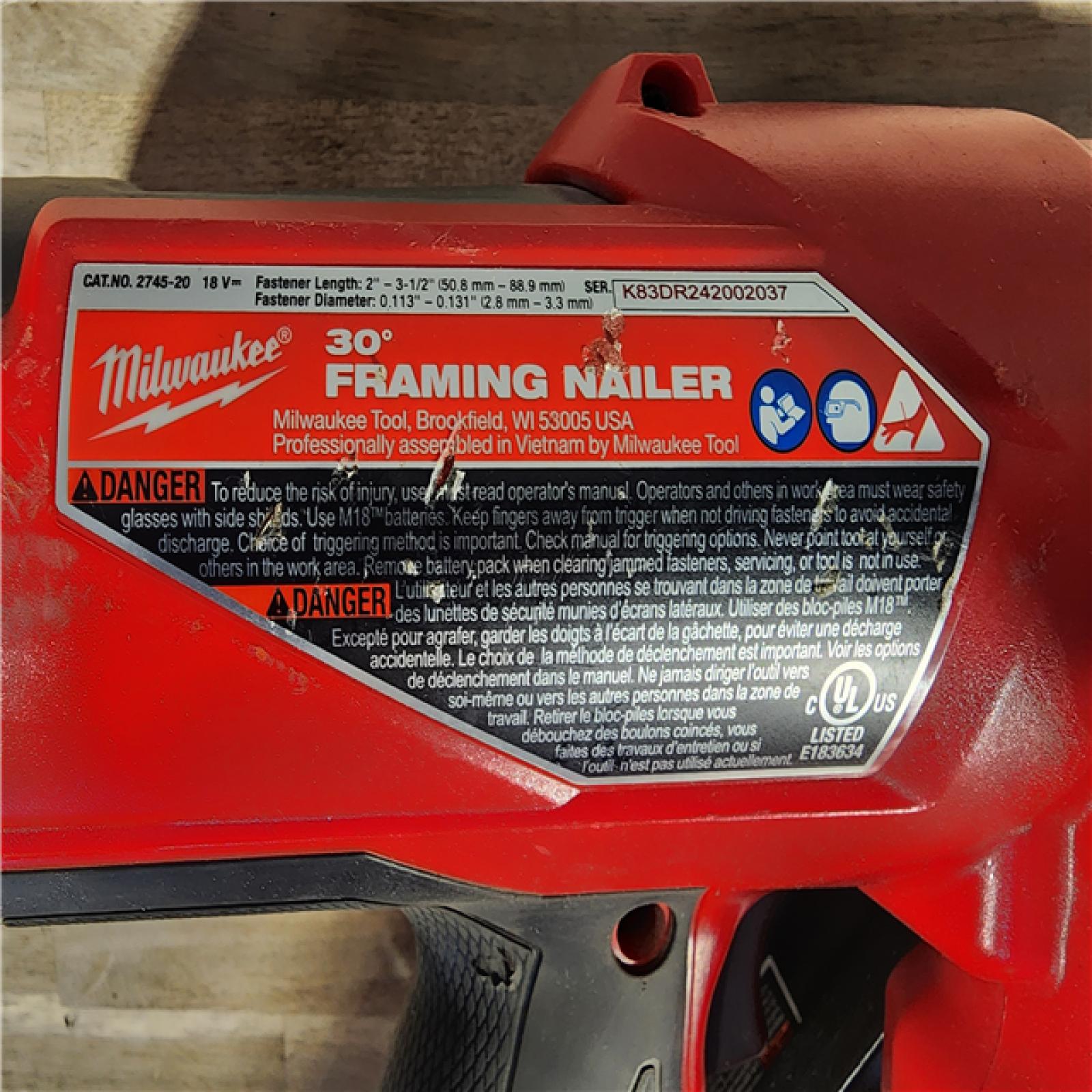 HOUSTON LOCATION - AS-IS M18 FUEL 3-1/2 in. 18-Volt 30-Degree Lithium-Ion Brushless Cordless Framing Nailer (Tool-Only)
