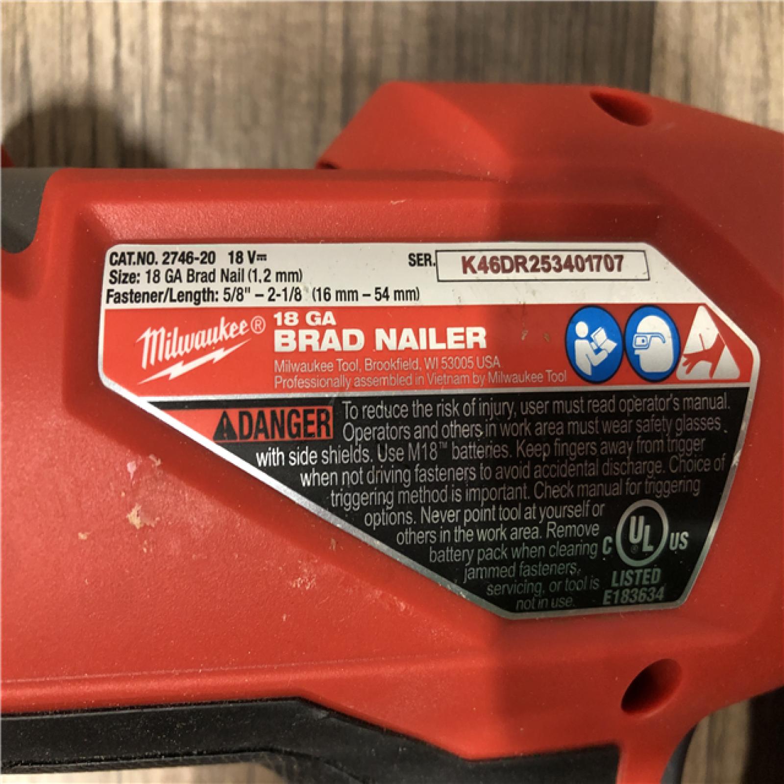 AS-IS Milwaukee FUEL 18-Volt Lithium-Ion Brushless Cordless Gen II 18-Gauge Brad Nailer (Tool-Only)