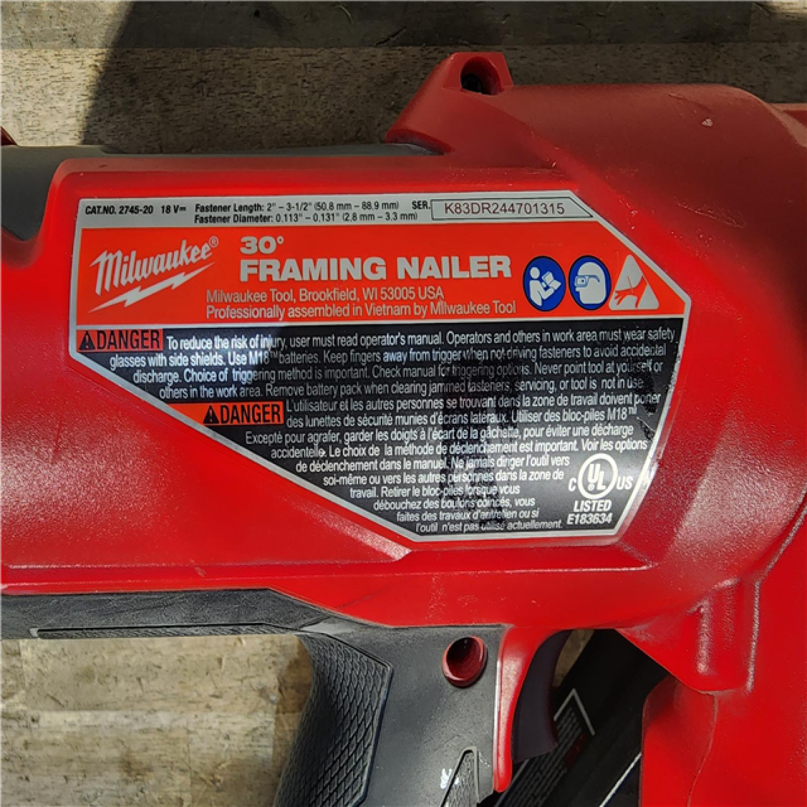 HOUSTON LOCATION - AS-IS Milwaukee M18 FUEL 30 Degree Framing Nailer (TOOL ONLY)