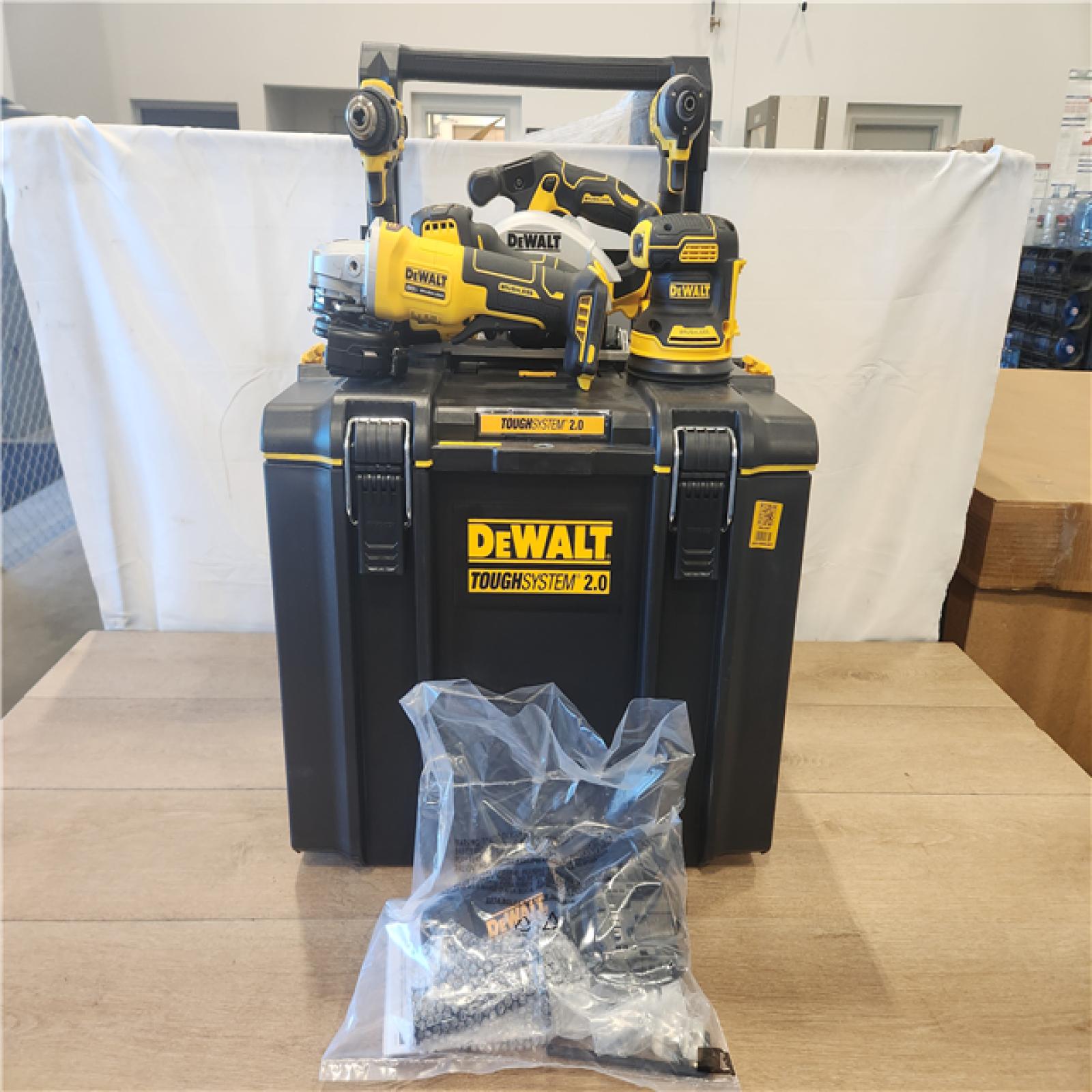 AS-IS- DEWALT 20V Lithium-Ion Cordless 6-Tool Combo Kit with 5.0 Ah and 2.0 Ah Batteries  Charger and Tough System 2.0 Rolling Toolbox