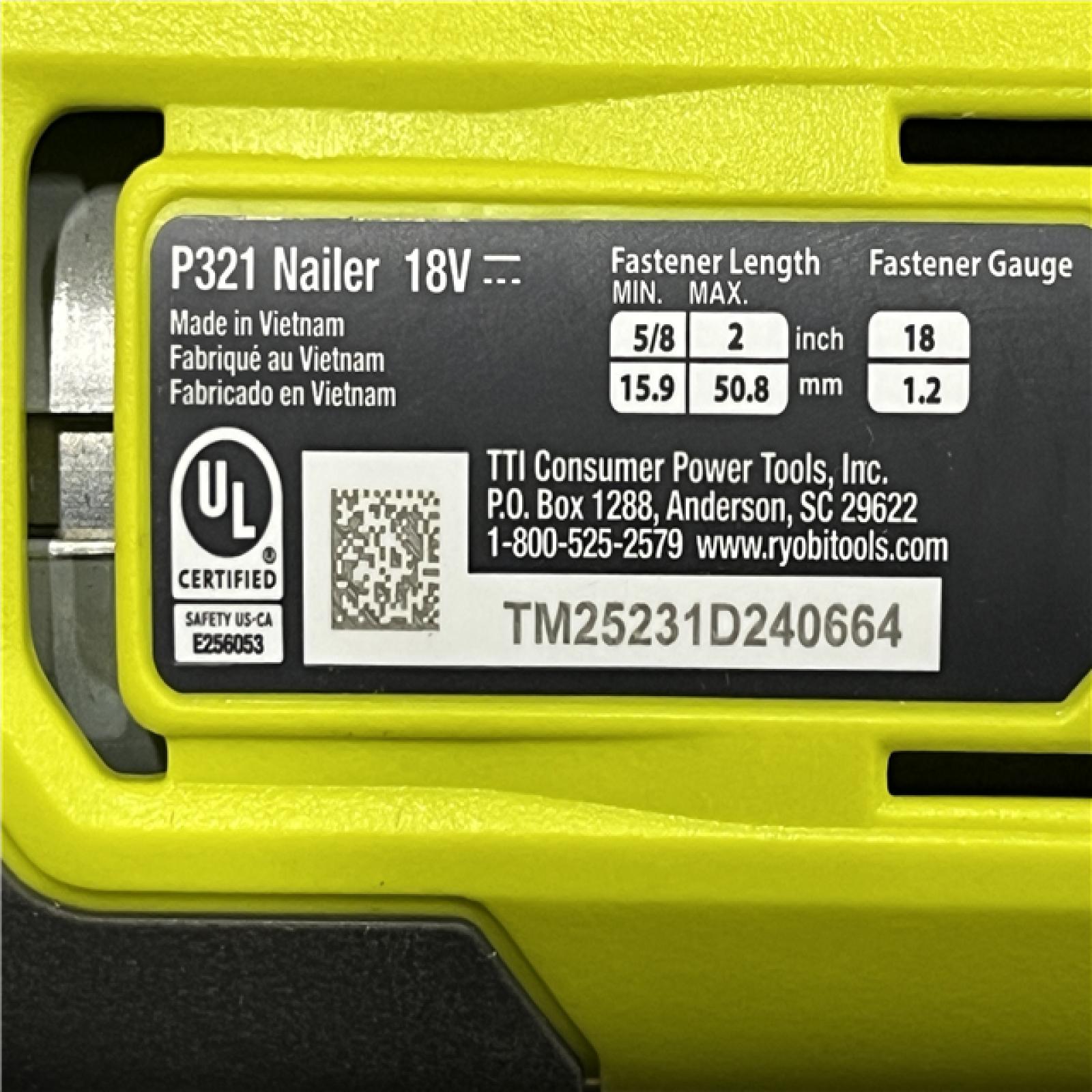 AS-IS RYOBI ONE+ 18V 18-Gauge Cordless AirStrike Brad Nailer (Tool Only)