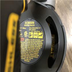 AS-IS DEWALT 20V MAX Lithium-Ion 15-Degree Electric Cordless Roofing Nailer Kit