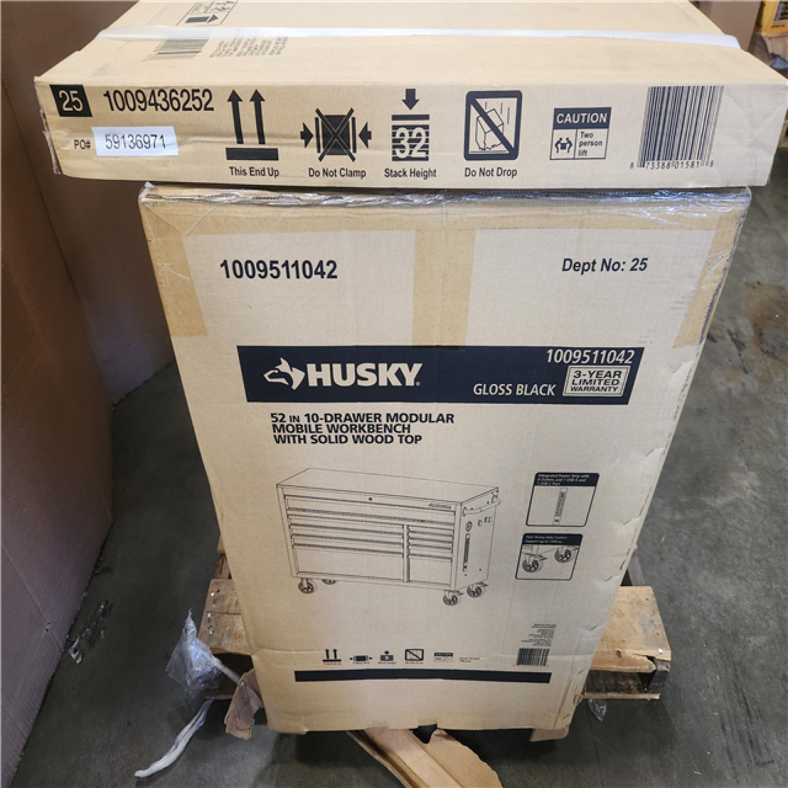 Phoenix NEW Husky Modular Tool Storage 52 in. W Standard Duty Black Mobile Workbench Cabinet with Pegboard