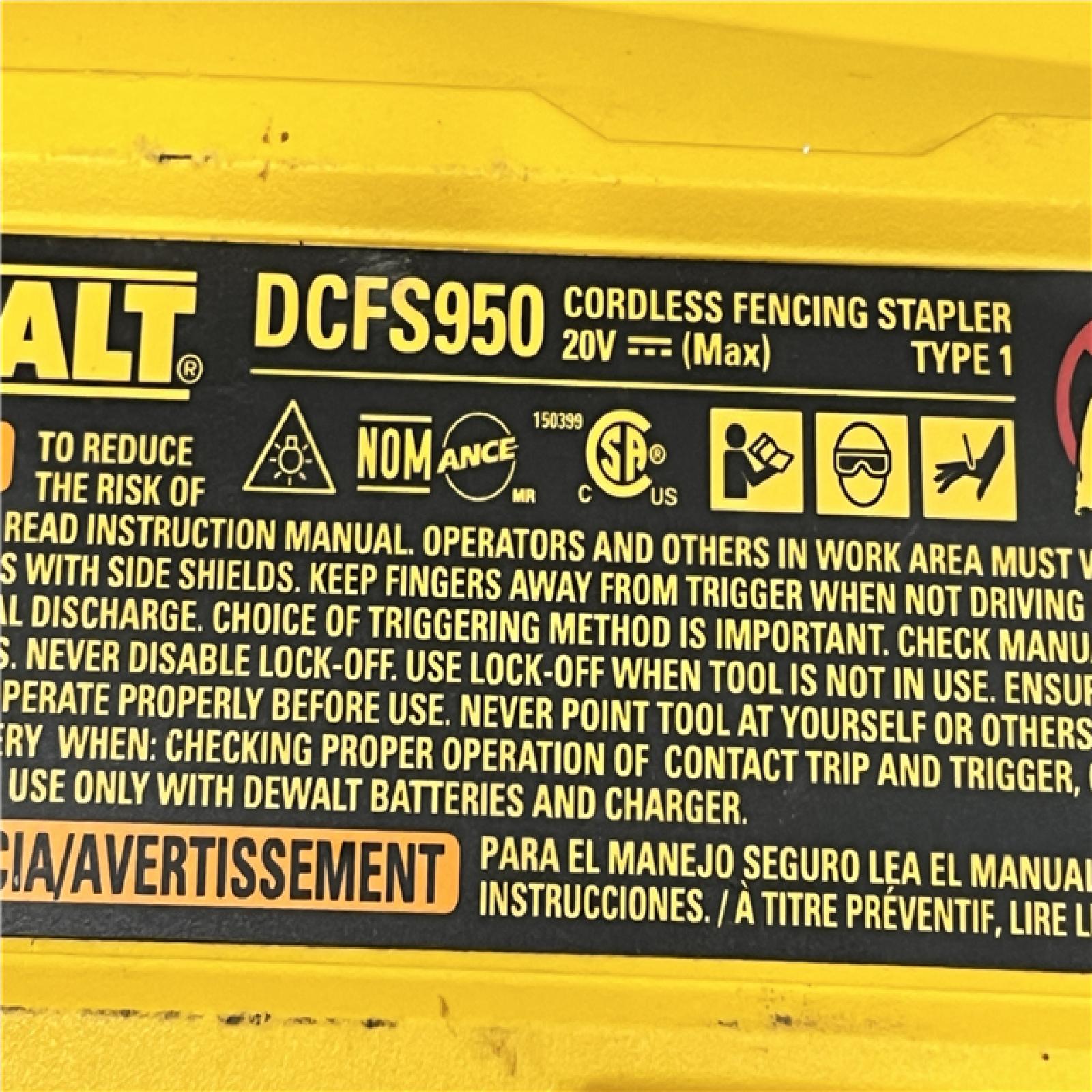 AS-IS DEWALT 20V MAX 9-Gauge Cordless Fencing Stapler (Tool Only)
