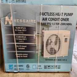 Phoenix Location NEW Hessaire DIY 22.5 SEER2 18,000 BTU Wi-Fi 1.5-Ton Ductless Mini Split Air Conditioner,Heat Pump, Variable Speed Inverter-208V/230V