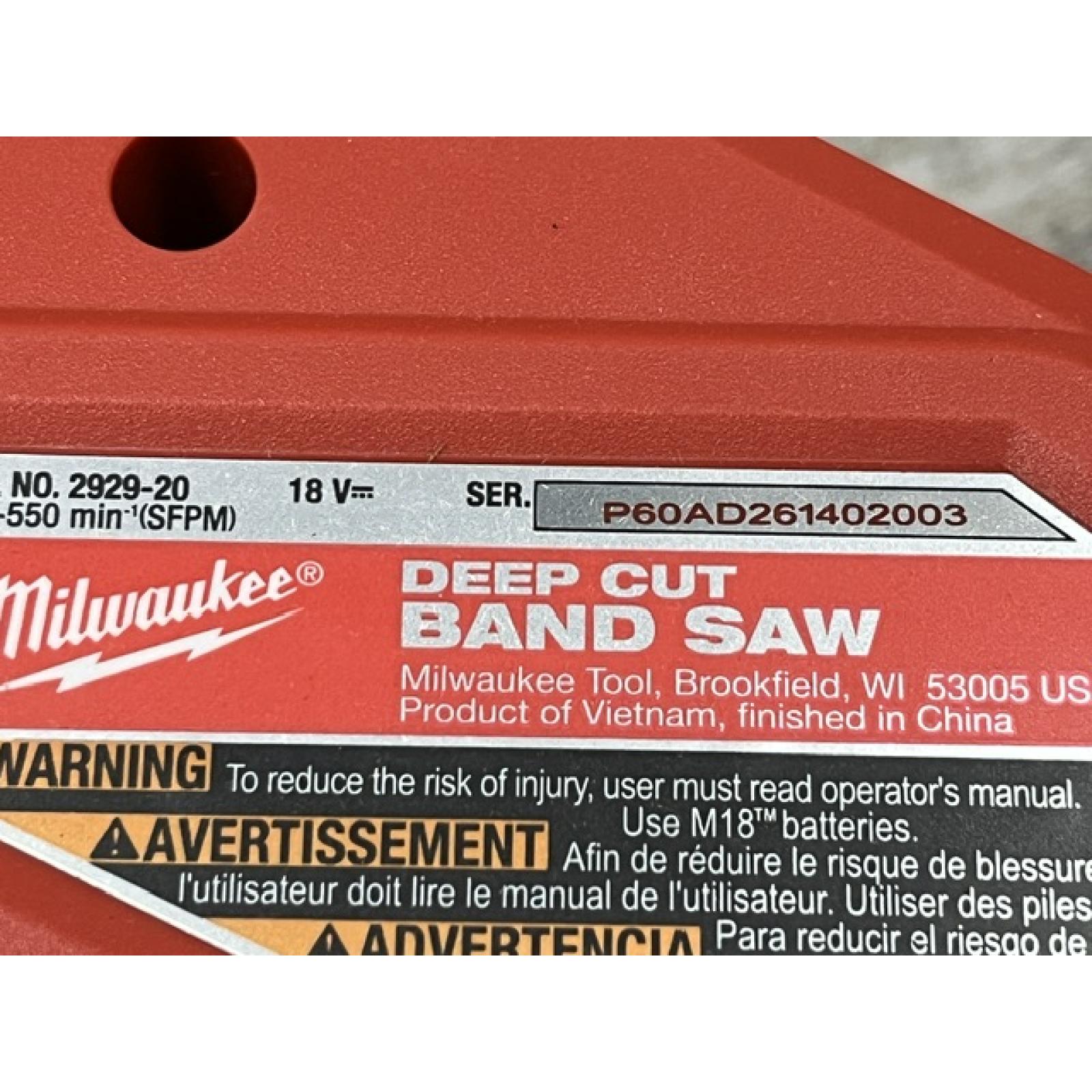 AS-IS Milwaukee FUEL 18V Lithium-Ion Brushless Cordless Deep Cut Band Saw (Tool-Only)