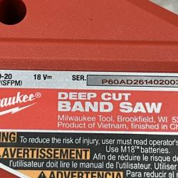 AS-IS Milwaukee FUEL 18V Lithium-Ion Brushless Cordless Deep Cut Band Saw (Tool-Only)