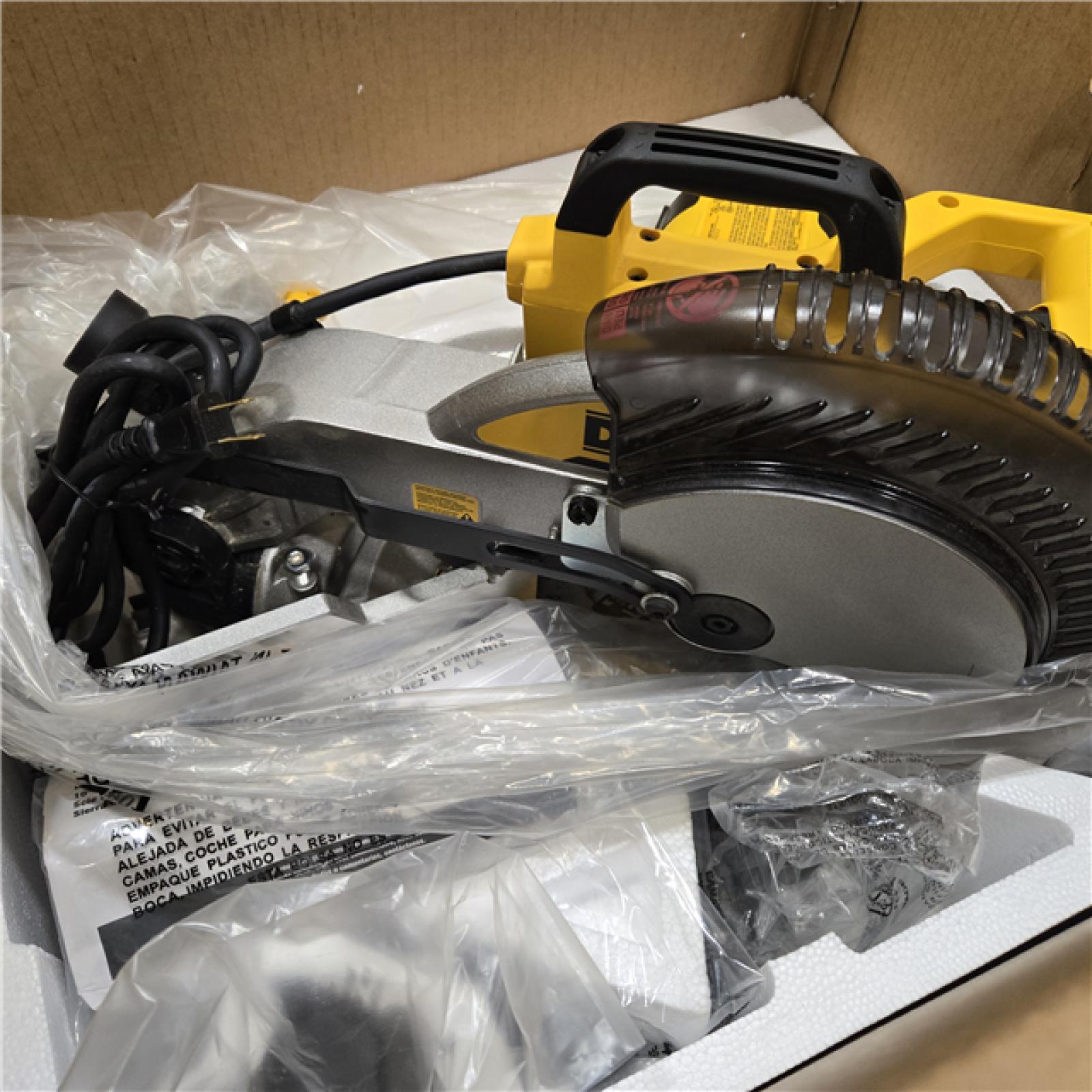 AS-IS  DEWALT 15 Amp Corded 10 in. Compound Single Bevel Miter Saw