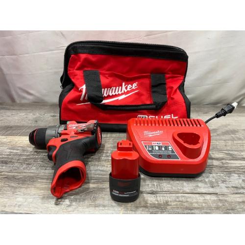 AS-IS Milwaukee  FUEL 12-Volt Lithium-Ion Brushless Cordless 1/2 in. Hammer Drill Kit