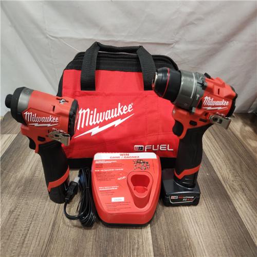 AS-IS- Milwaukee 12V Brushless Hammer Drill and Impact Driver Combo Kit