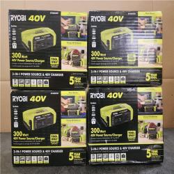 Phoenix NEW RYOBI 40V 300-Watt Portable Battery Inverter Power Source and 40V Battery Charger 4-Pack (Tool Only)
