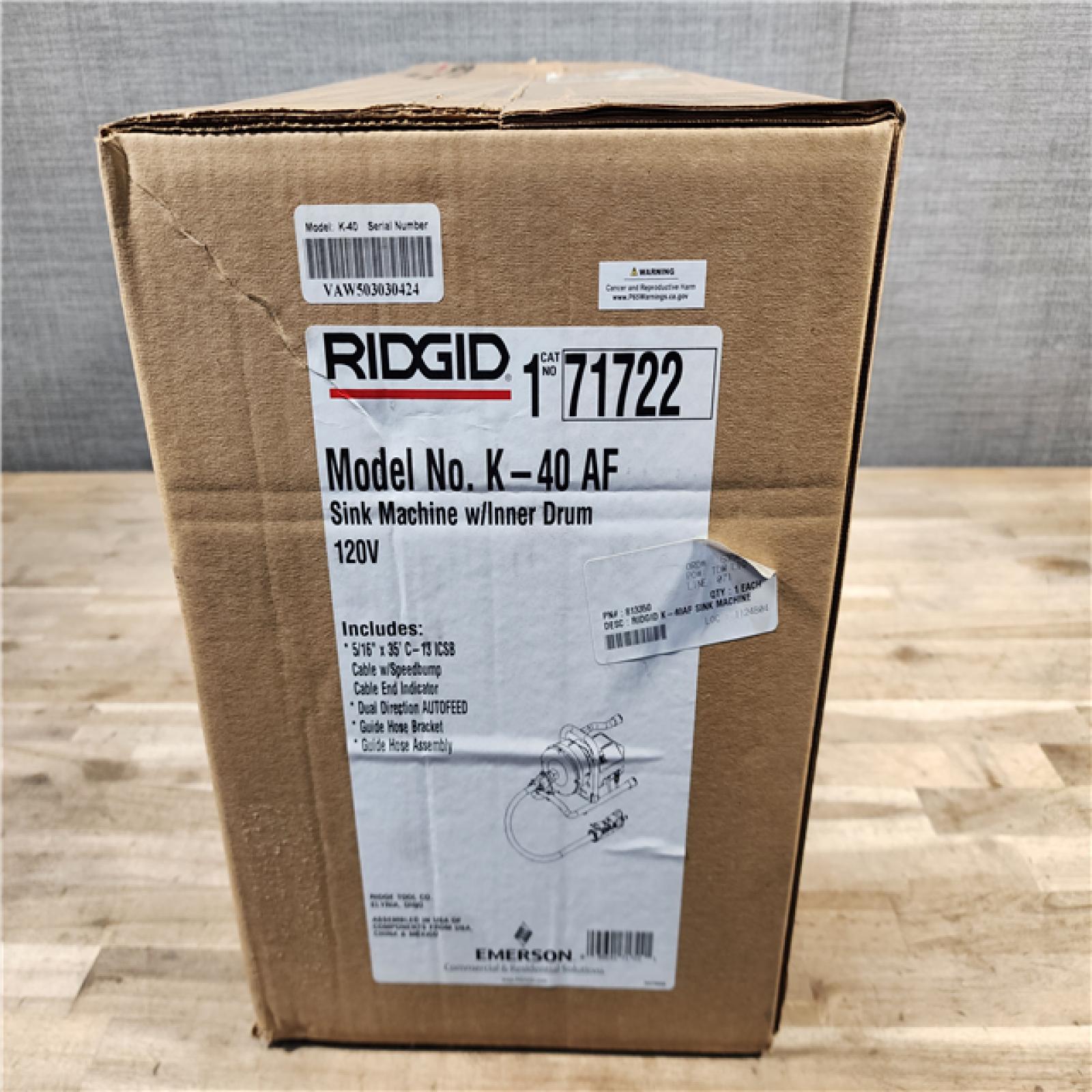 HOUSTON LOCATION - AS-IS (NEW) RIGID SINK MACHINE w/ INNER DRUM 120V (MODEL NO: K - 40 AF)