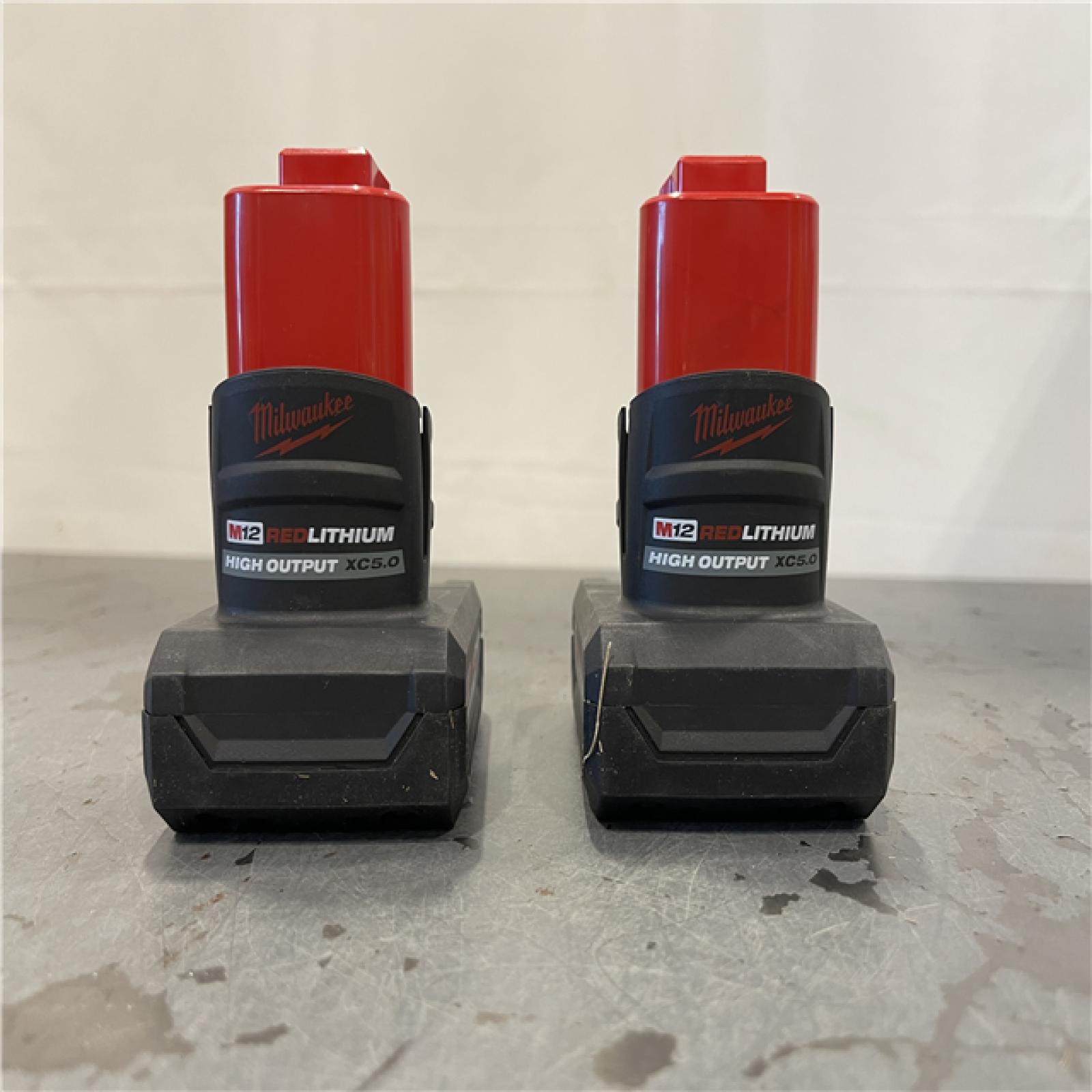 AS-IS - Milwaukee M12 12V Lithium-Ion XC High Output 5.0 Ah Battery (2-Pack) Starter Kit