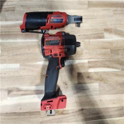 HOUSTON LOCATION - AS-IS Milwaukee FUEL 18V Cordless Mid Torque 1/2 in. Impact Wrench w/ M12 FUEL 3/8 in. Ratchet & Battery/Charger Combo Kit