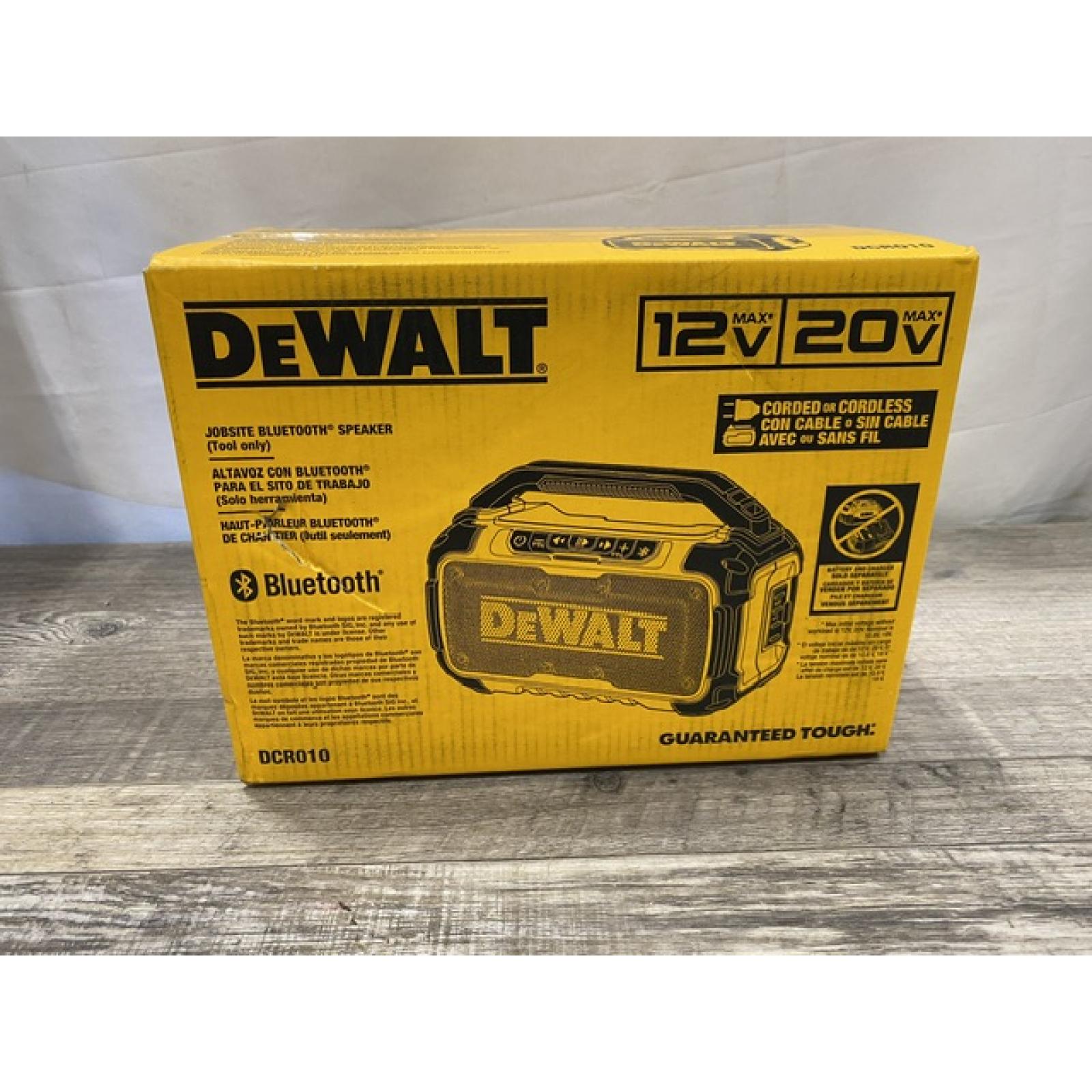 NEW - DEWALT 20V MAX Cordless Bluetooth Speaker (Tool Only)