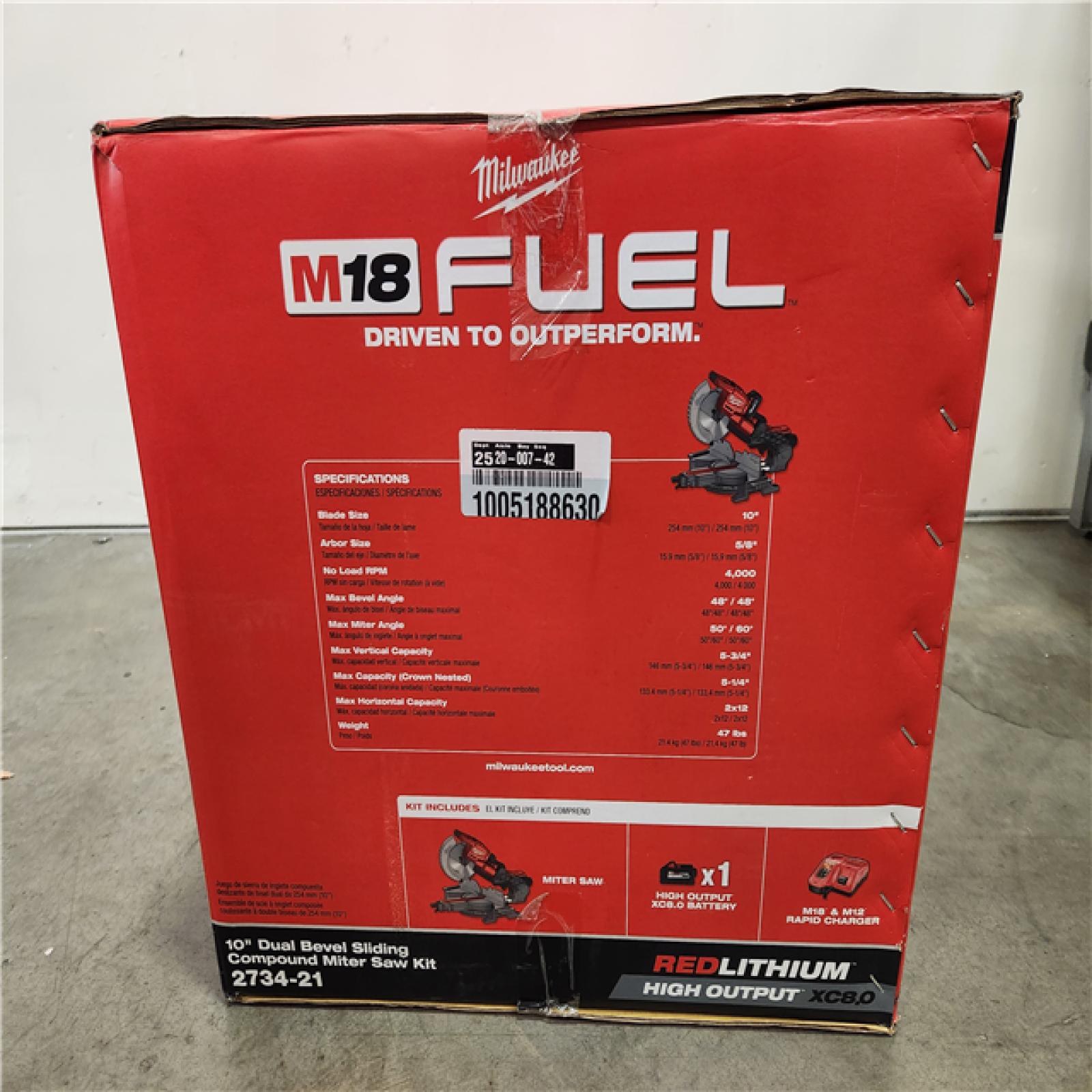 Phoenix Location NEWLY SEALED Milwaukee M18 FUEL 18V 10 in. Lithium-Ion Brushless Cordless Dual Bevel Sliding Compound Miter Saw Kit with One 8.0 Ah Battery