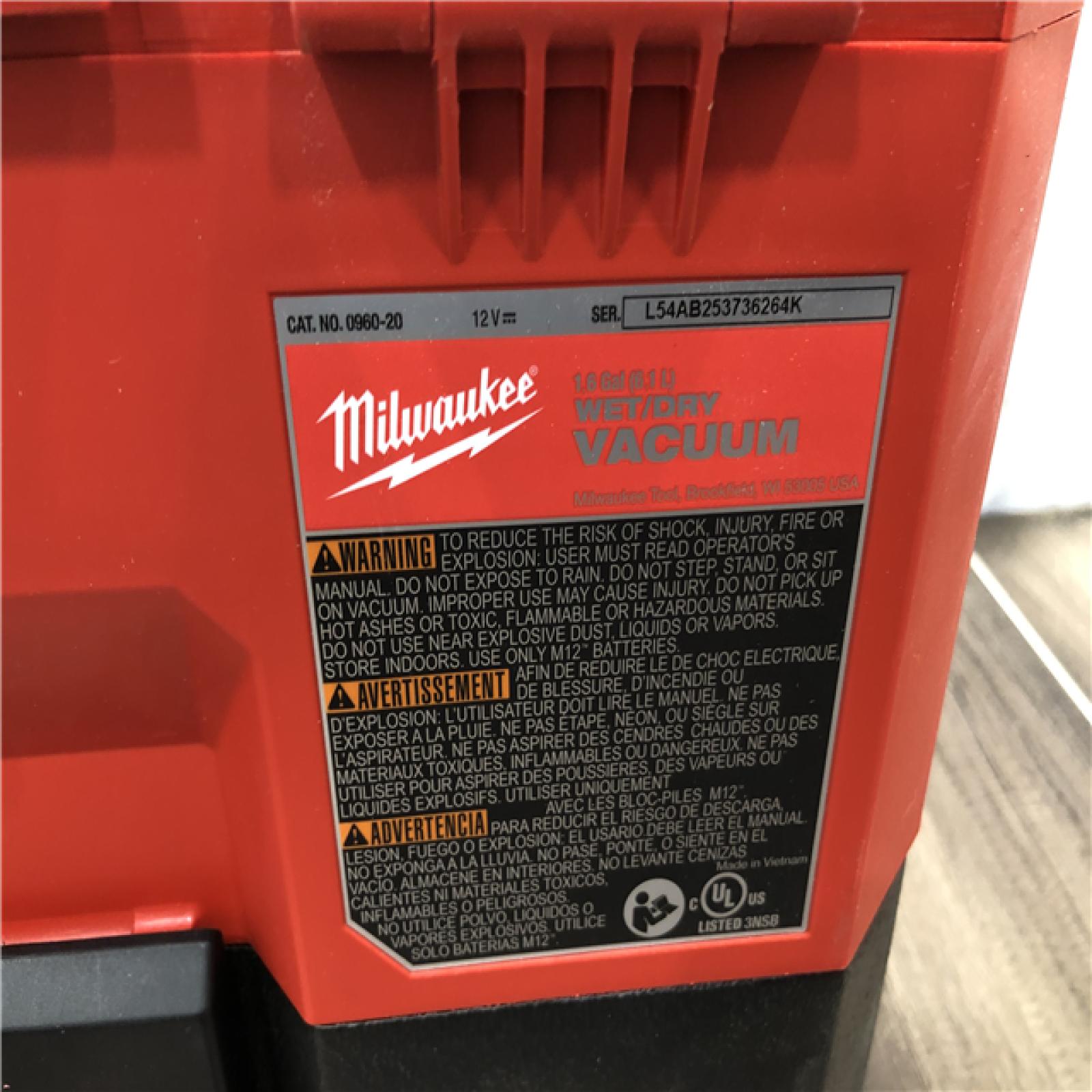 AS-IS Milwaukee FUEL 12-Volt Lithium-Ion Cordless 1.6 Gal. Wet/Dry Vacuum (Vacuum-Only)