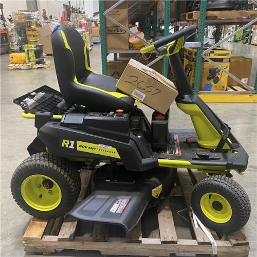 Dallas Location - As-Is RYOBI R1 80V HP Brushless Lithium Battery Cordless Electric 30 in. Riding Lawn Mower with 14 Ah Battery and Charger