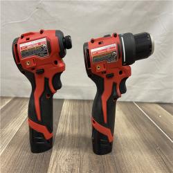 AS-IS Milwaukee 12V Lithium-Ion Brushless Cordless Subcompact Drill and Impact Driver Kit