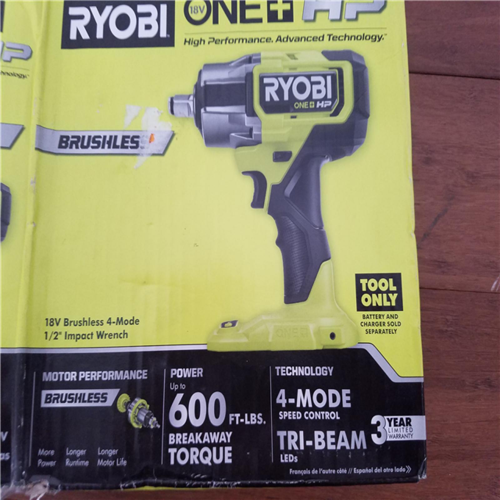 CALIFORNIA AS-IS RYOBI ONE+HP 18V BRUSHLESS 4-MODE 1/2 IMPACT WRENCH