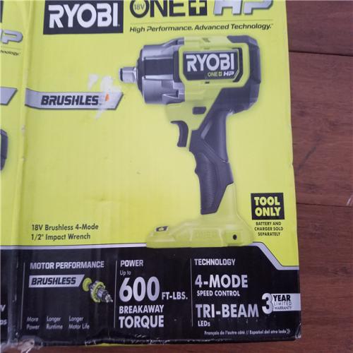 CALIFORNIA AS-IS RYOBI ONE+HP 18V BRUSHLESS 4-MODE 1/2 IMPACT WRENCH