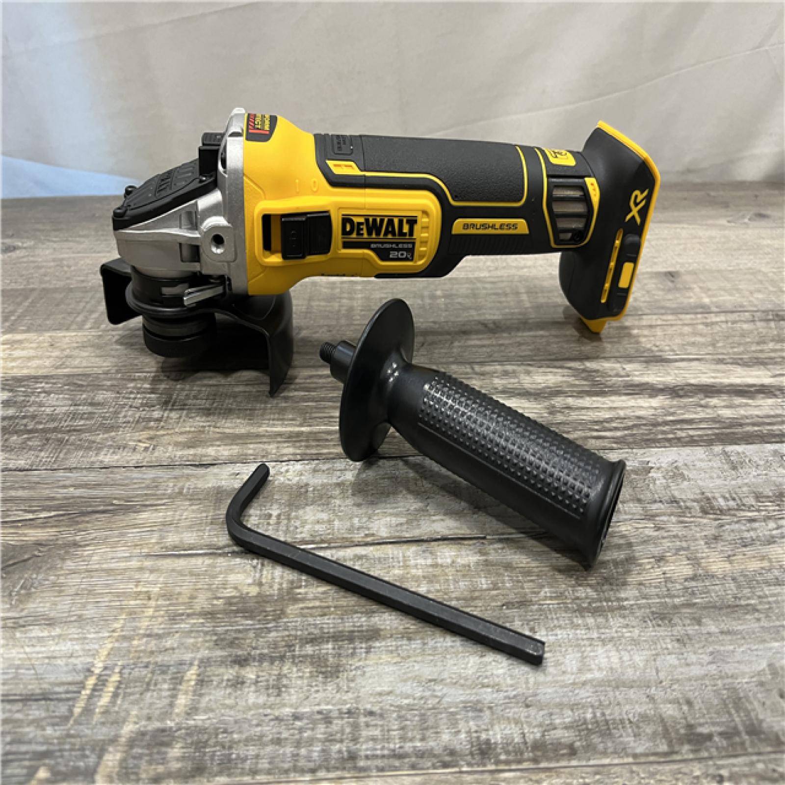 AS-IS DEWALT 20V MAX XR Cordless Brushless 4.5 in. Slide Switch Small Angle Grinder with Kickback Brake (Tool Only)