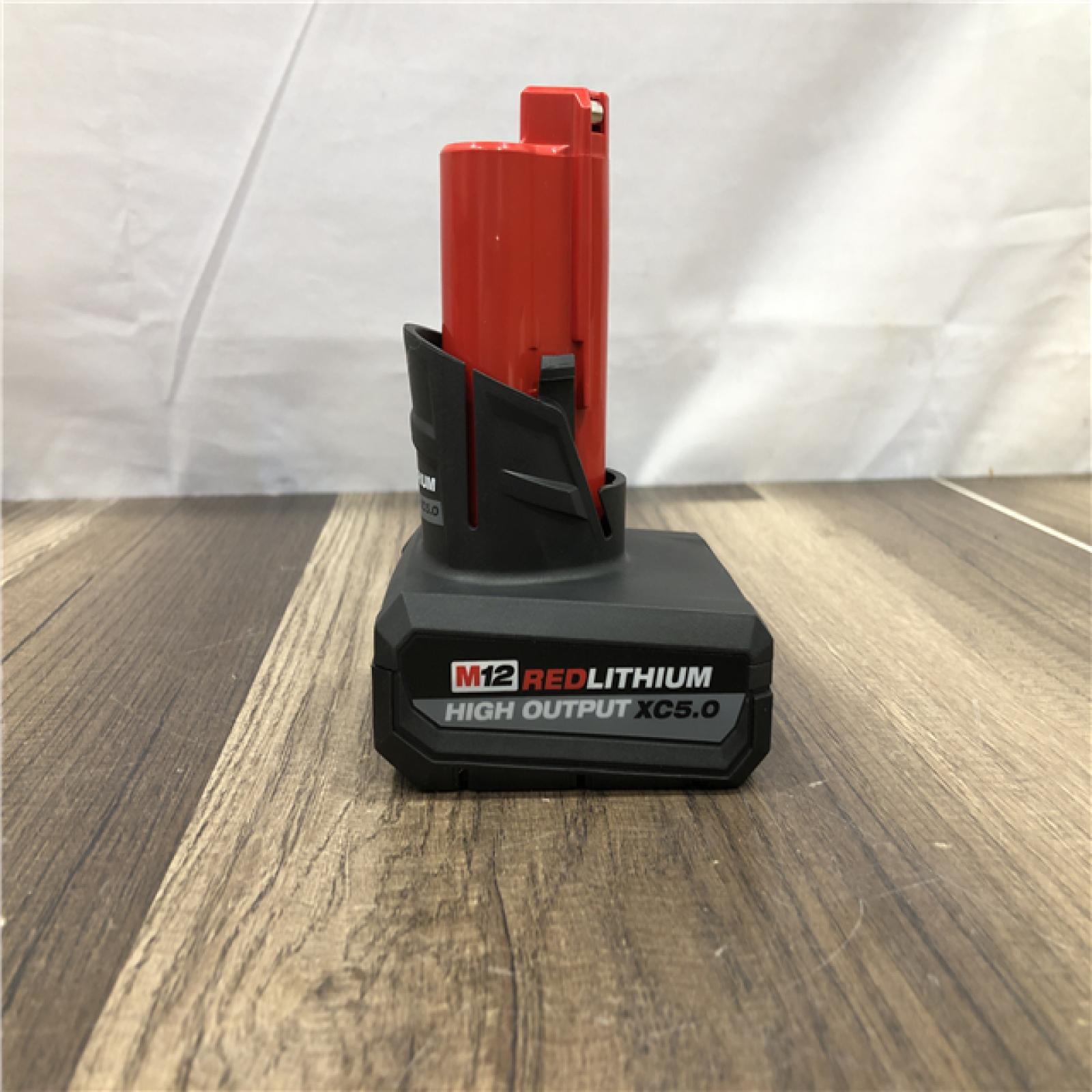 AS-IS Milwaukee 12-Volt Lithium-Ion XC High Output 5.0 Ah Battery Pack with Charger Starter Kit