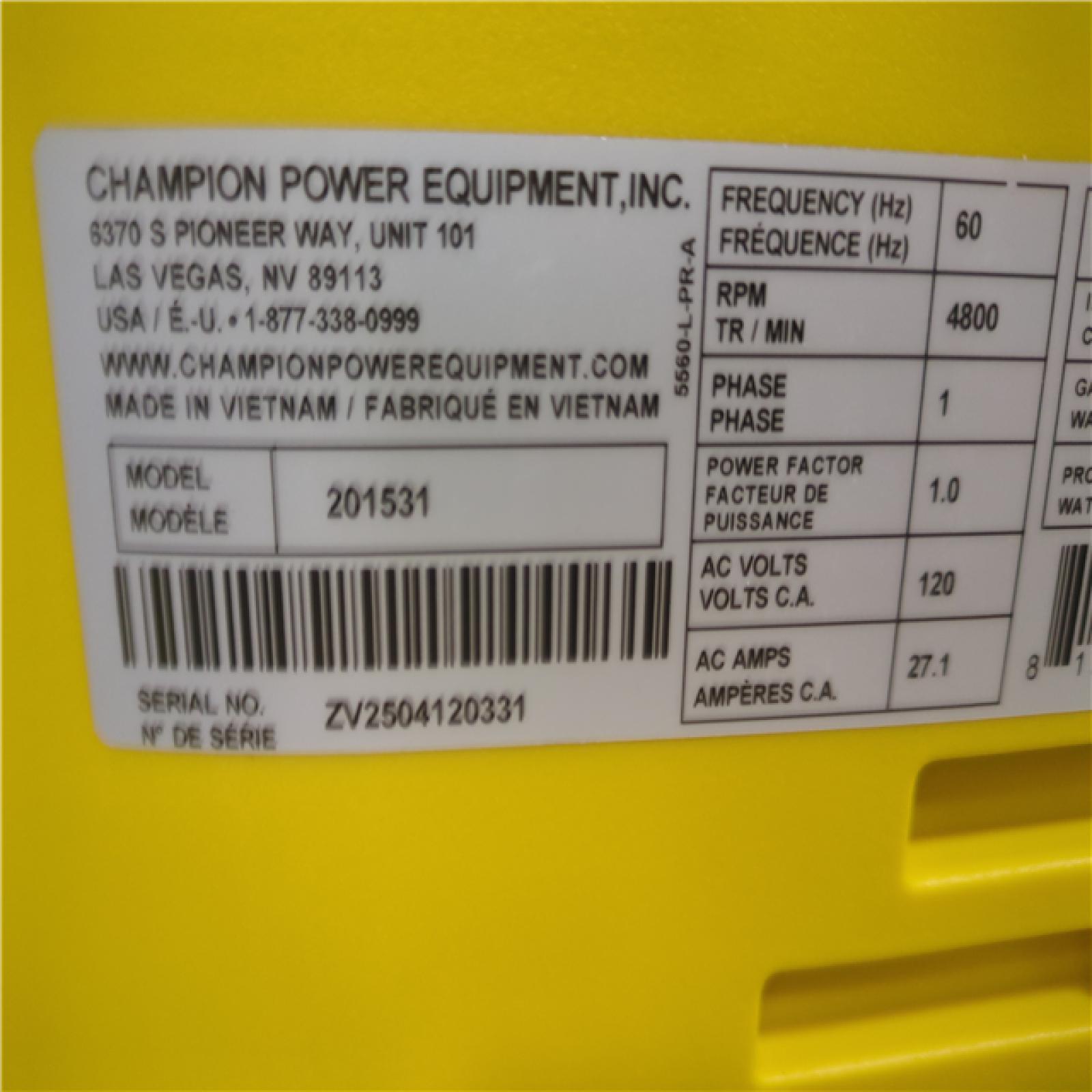 CALIFORNIA AS-IS CHAMPION PORTABLE POWER GENERATOR