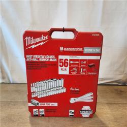 NEW- Milwaukee 3/8 in. Drive SAE/Metric Ratchet and Socket Mechanics Tool Set (56-Piece)