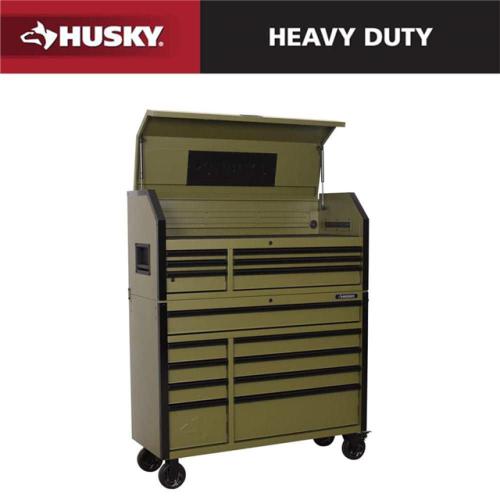 Phoenix NEW Husky Heavy Duty 52 in. W 15-Drawer Matte Army Green Rolling Tool Chest Combo (SEALED)