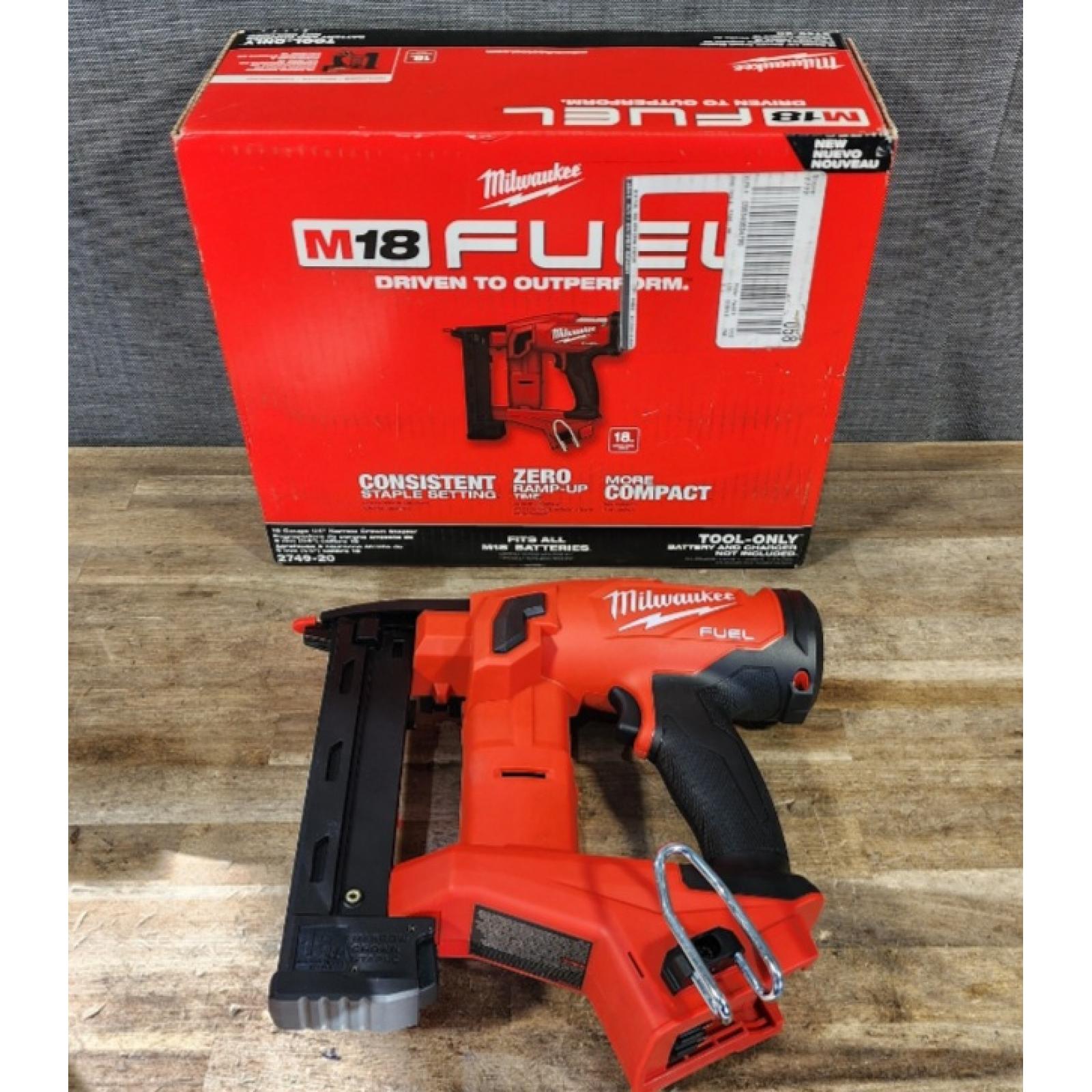 HOUSTON LOCATION - AS-IS (APPEARS LIKE NEW) MILWAUKEE FUEL 18V Cordless 18-Gauge 1/4 in. Narrow Crown Stapler (Tool-Only)