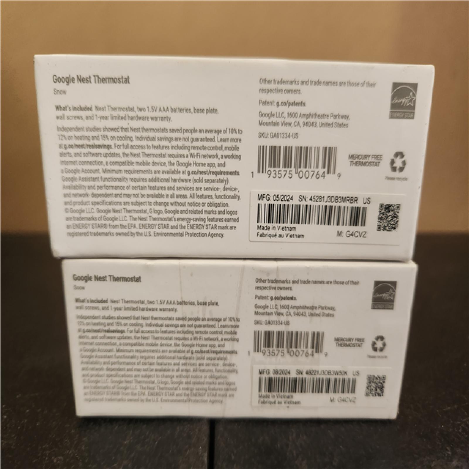 Phoenix AS-IS Google Nest Thermostat - Smart Programmable Wi-Fi Thermostat - (2-Pack)