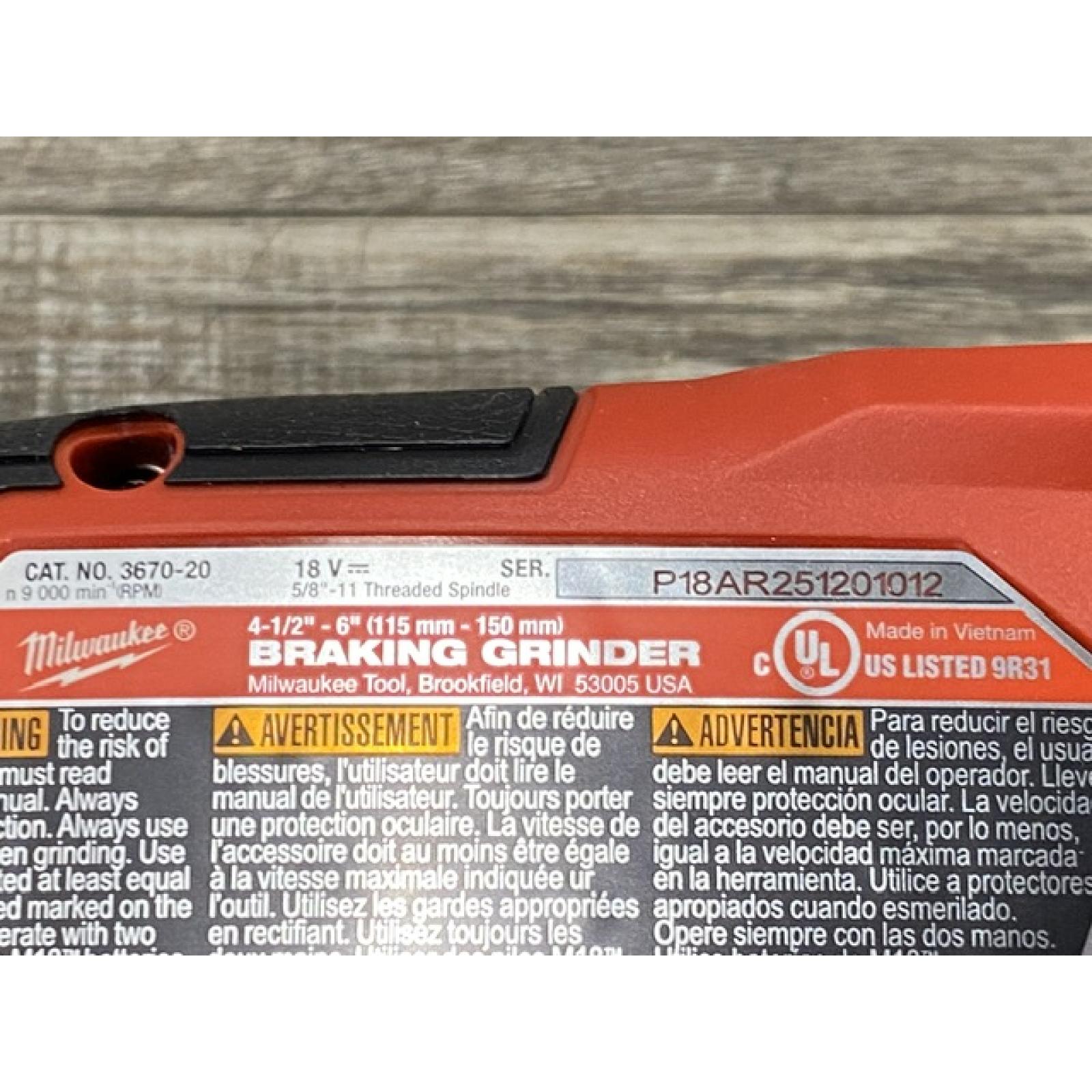 AS-IS Milwaukee FUEL 18-Volt Lithium-Ion Brushless Cordless 4-1/2 in./6 in. Braking Grinder with Paddle Switch (Tool-Only)