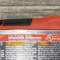 AS-IS Milwaukee FUEL 18-Volt Lithium-Ion Brushless Cordless 4-1/2 in./6 in. Braking Grinder with Paddle Switch (Tool-Only)