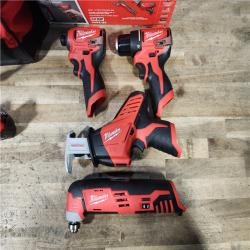 HOUSTON LOCATION - AS-IS MILWAUKEE M12 4 TOOL COMBO KIT