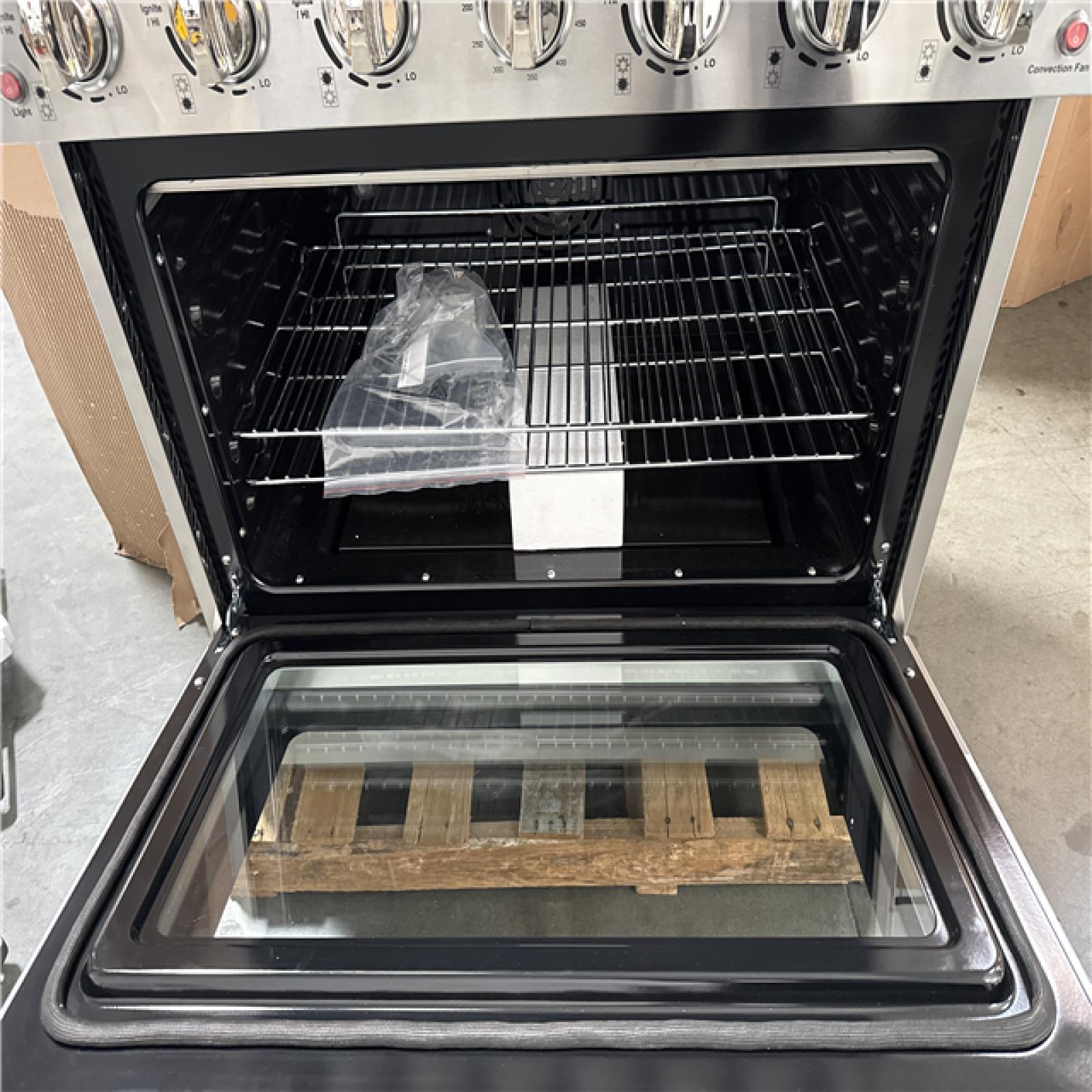 California AS-IS Duro 36 in 6-Burner Gas Range in Stainless Steel with Convection Oven Model FF3618; (Small dents on side)