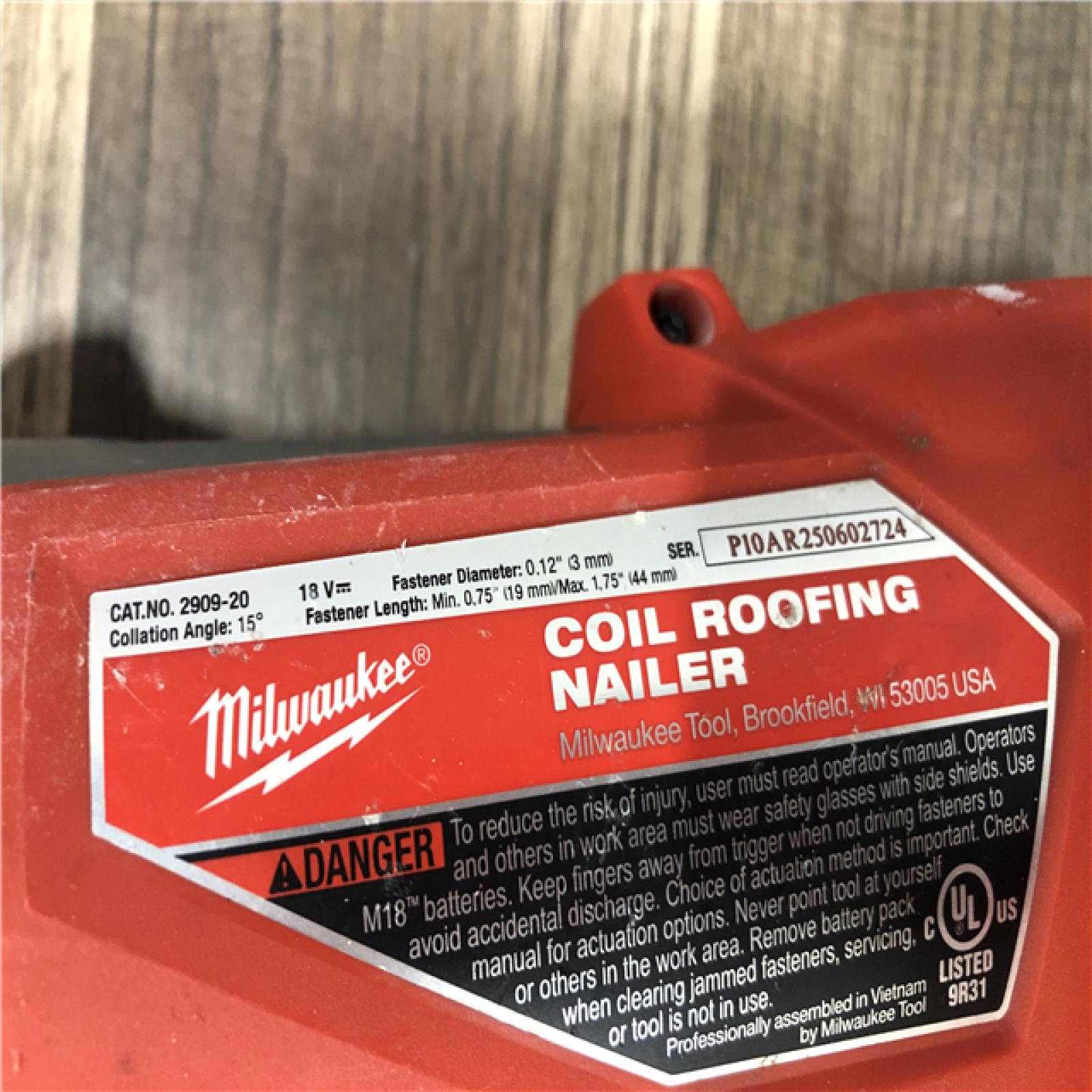 AS-IS Milwaukee FUEL 18-Volt Lithium-Ion Brushless Cordless Coil Roofing Nailer (Tool Only)