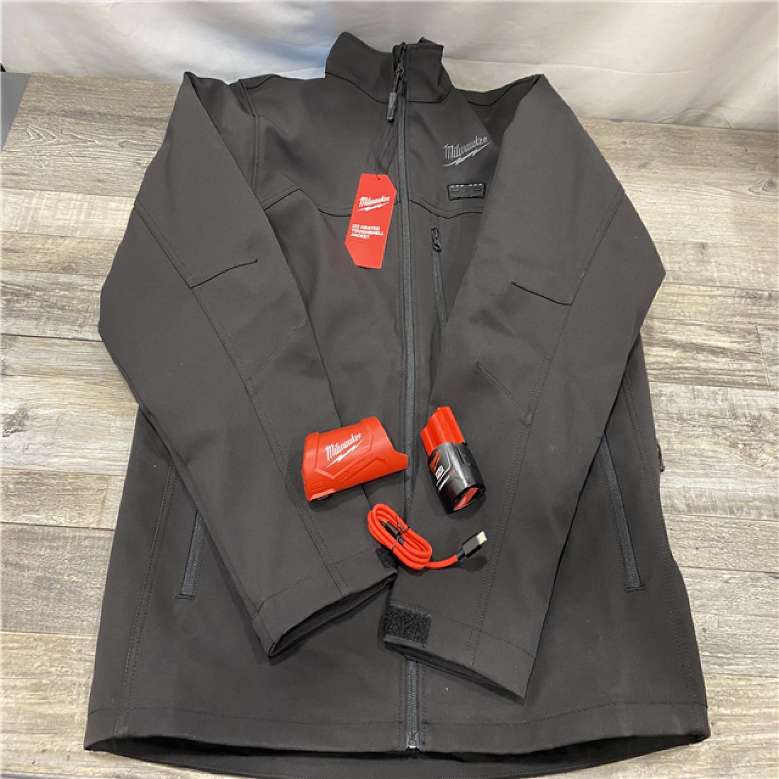 AS-IS Milwaukee Men's Large 12-Volt Lithium-Ion Cordless Tough Shell Black Heated Jacket Kit