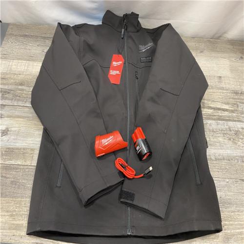 AS-IS Milwaukee Men's Large 12-Volt Lithium-Ion Cordless Tough Shell Black Heated Jacket Kit