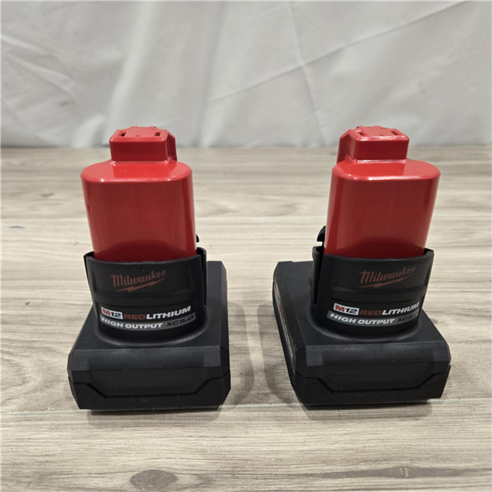 AS-IS Milwaukee M12 12V Lithium-Ion XC High Output 5.0 Ah Battery Pack (2-Pack) Starter Kit