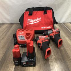AS-IS Milwaukee FUEL 12-Volt Lithium-Ion Brushless Cordless Hammer Drill and Impact Driver Combo Kit
