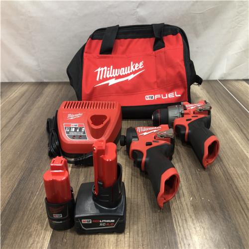 AS-IS Milwaukee FUEL 12-Volt Lithium-Ion Brushless Cordless Hammer Drill and Impact Driver Combo Kit