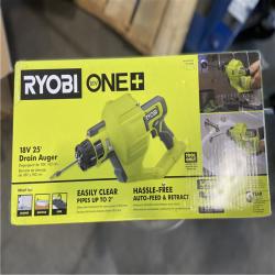 NEW! - RYOBI ONE+ 18V Cordless Drain Auger with 25 ft Cable  LED Light  Auto Feed/Retract  Cable Lock  Enclosed Drum (Tool Only)