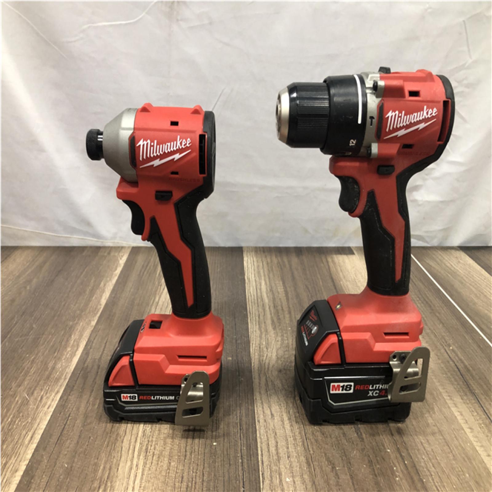 AS-IS Milwaukee 18-Volt Lithium-Ion Brushless Cordless Compact Hammer Drill/Impact Combo Kit