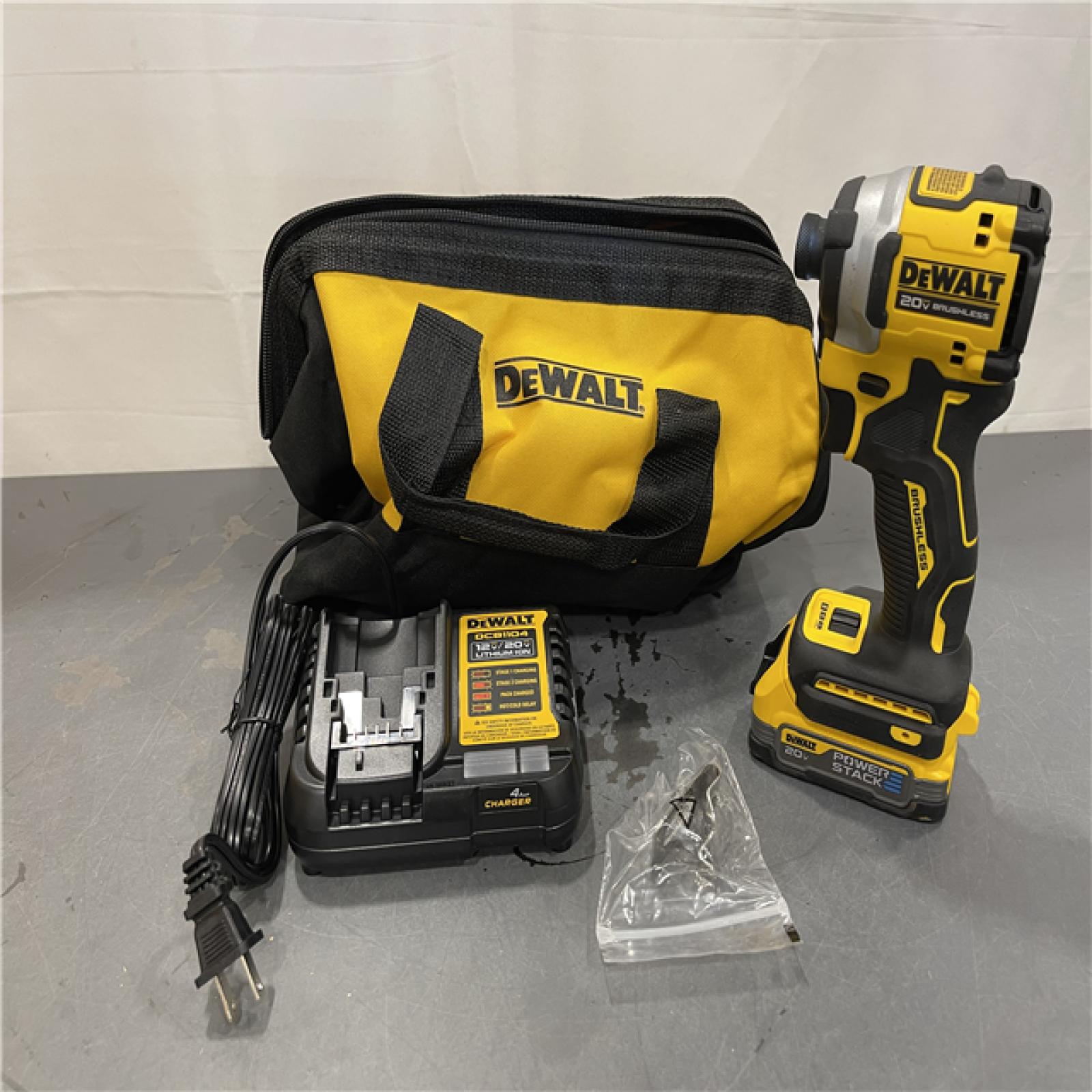 AS-IS - DEWALT 20V Cordless Compact Impact Driver 20V MAX POWERSTACK Battery Starter Kit
