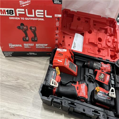 AS-IS Milwaukee FUEL 18V Lithium-Ion Brushless Cordless Hammer Drill and Impact Driver Combo Kit