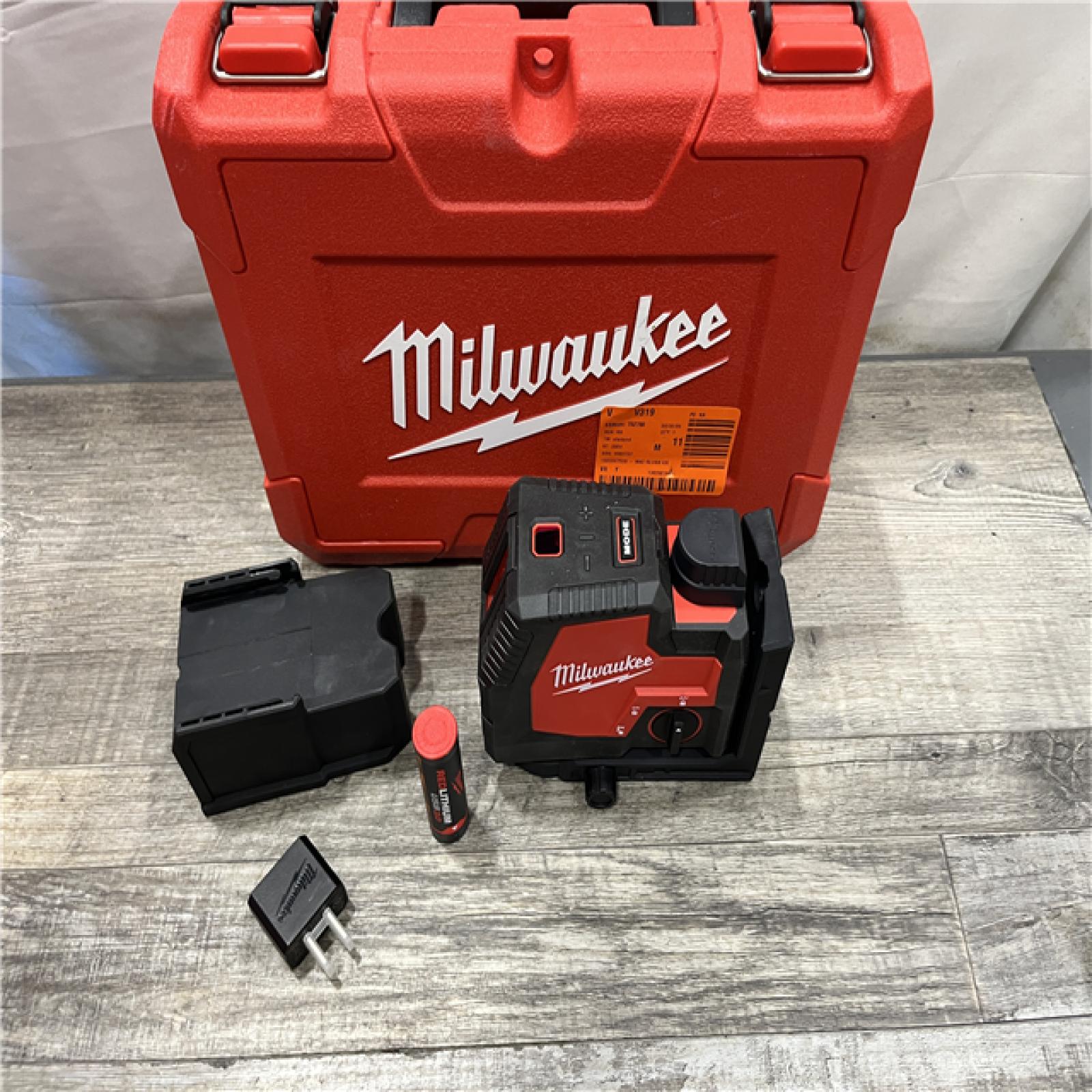 AS-IS Milwaukee Green 100 ft. Cross Line and Plumb Points Rechargeable Laser Level with REDLITHIUM Lithium-Ion
