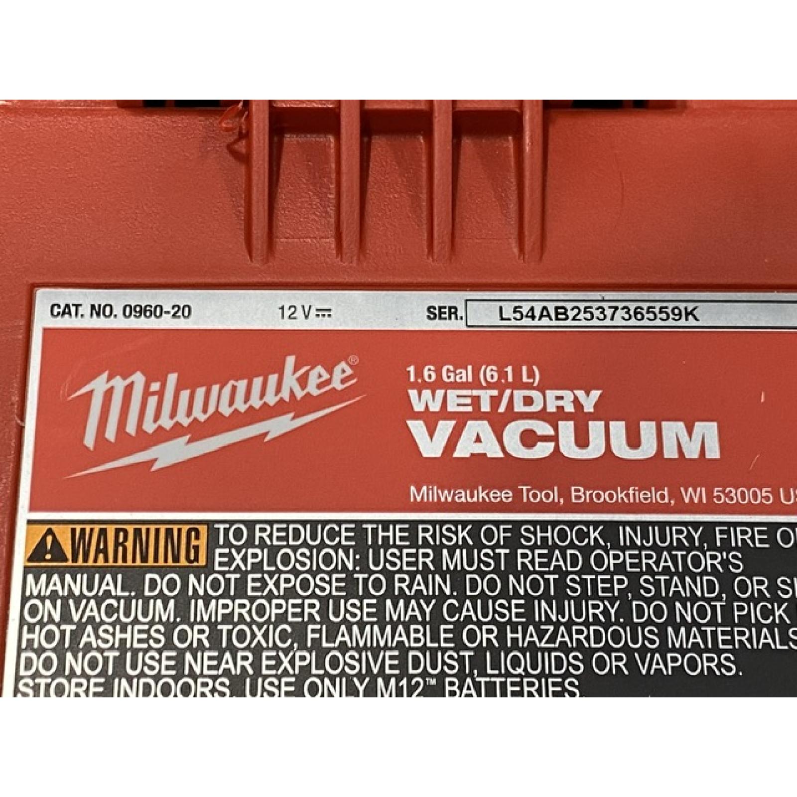 AS-IS Milwaukee FUEL 12-Volt Lithium-Ion Cordless 1.6 Gal. Wet/Dry Vacuum (Vacuum-Only)