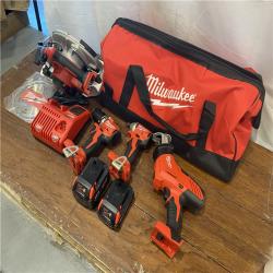 AS-IS Milwaukee M18 18-Volt Lithium-Ion Brushless Cordless Combo Kit (4-Tool) with 2-Batteries, 1-Charger and Tool Bag